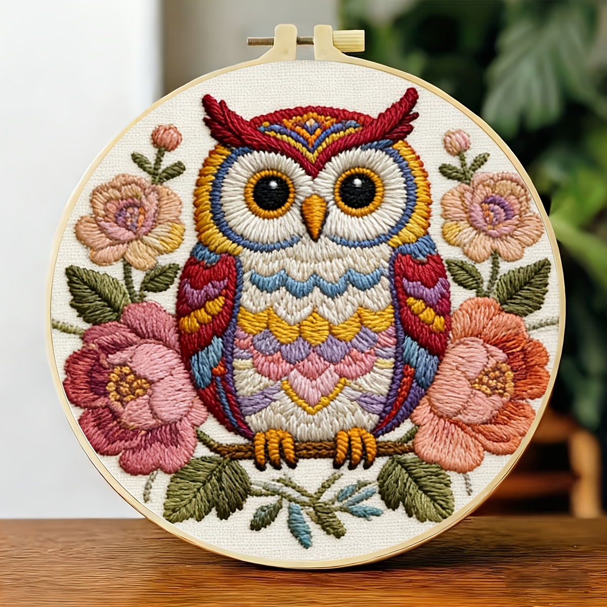 TEMU 1 Set Of Printed Embroidery Kit Featuring A Wreath , A Handmade Diy Embroidery Kit Suitable For Adult Beginners And Embroidery Enthusiasts.