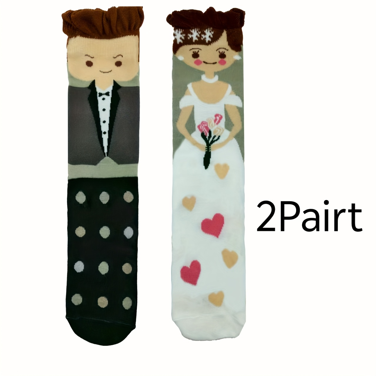 E-shop 2 Paar Hochzeitssocken-Set, Braut Bräutigam Socken, Paar Socken, Hochzeitsgeschenk Socken, Valentinstag Wadenhohe Socken