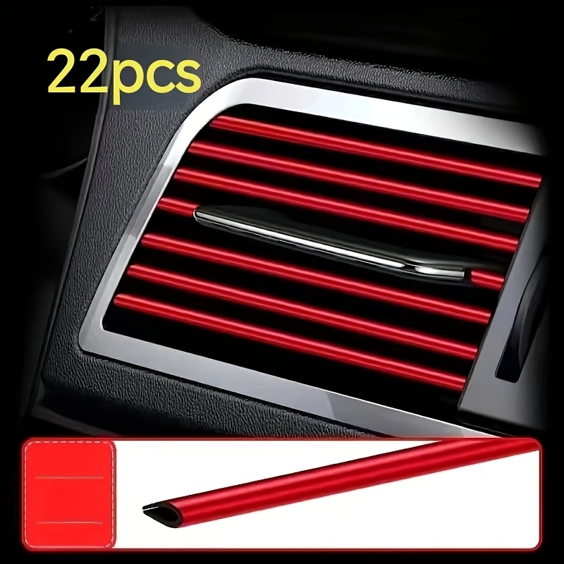 TEMU 22pcs Set Of Universal Car Air Conditioning Vent Trim Strips, U-shaped Chrome-plated, Colorful And Glossy Surface, Car Decorative Trim Additions