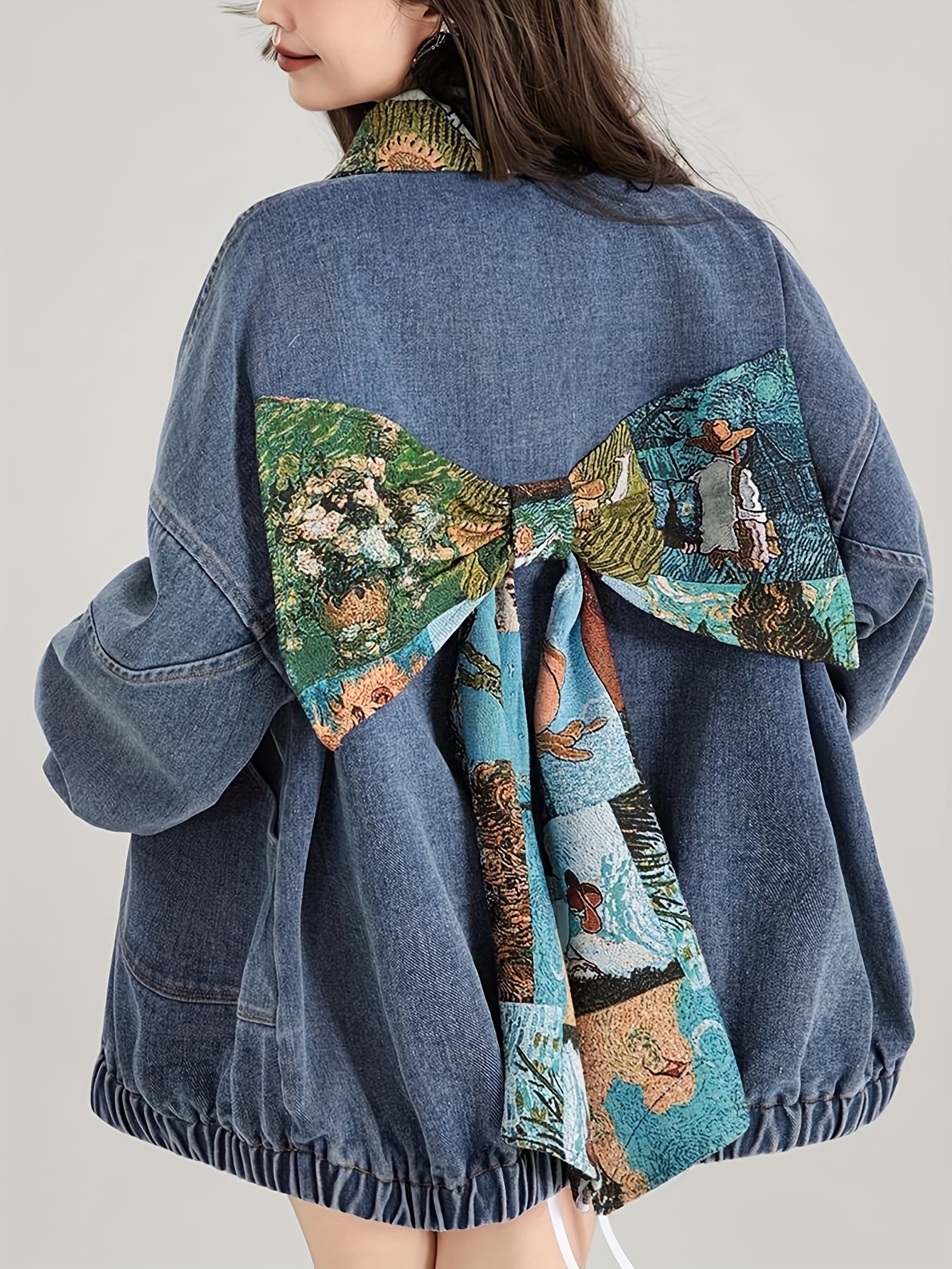 womens fit retro denim jacket contrast lining Temu Philippines