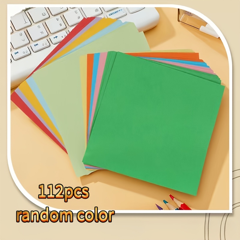 TEMU 112 Feuilles de Papier Cartonné Épais et Robuste - Multicolore, Convient pour l'Origami, le Scrapbooking, les Décorations de Fête et les Loisirs