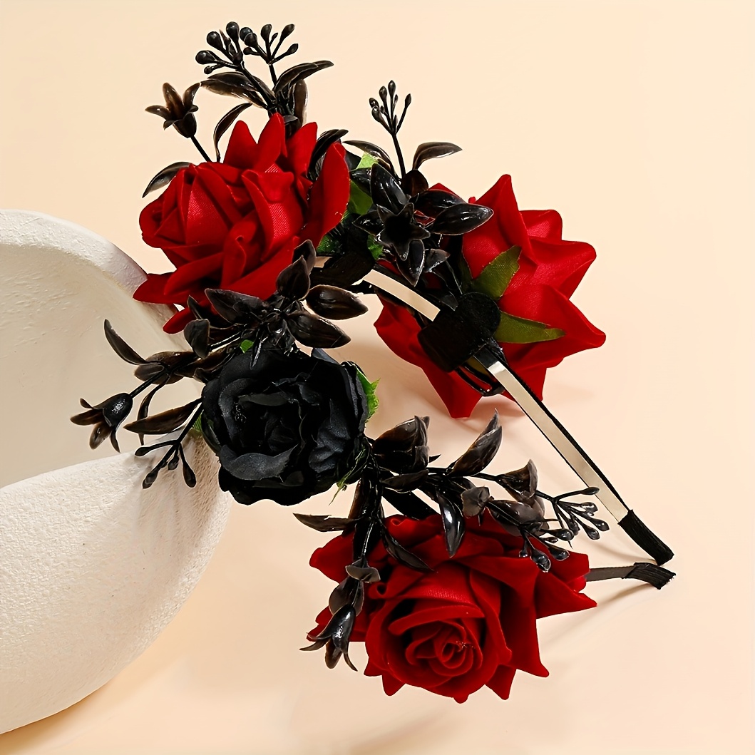 A Women's Halloween Flower Headband, Personalized Spider, Simulated Flower Makeup Party Headwear