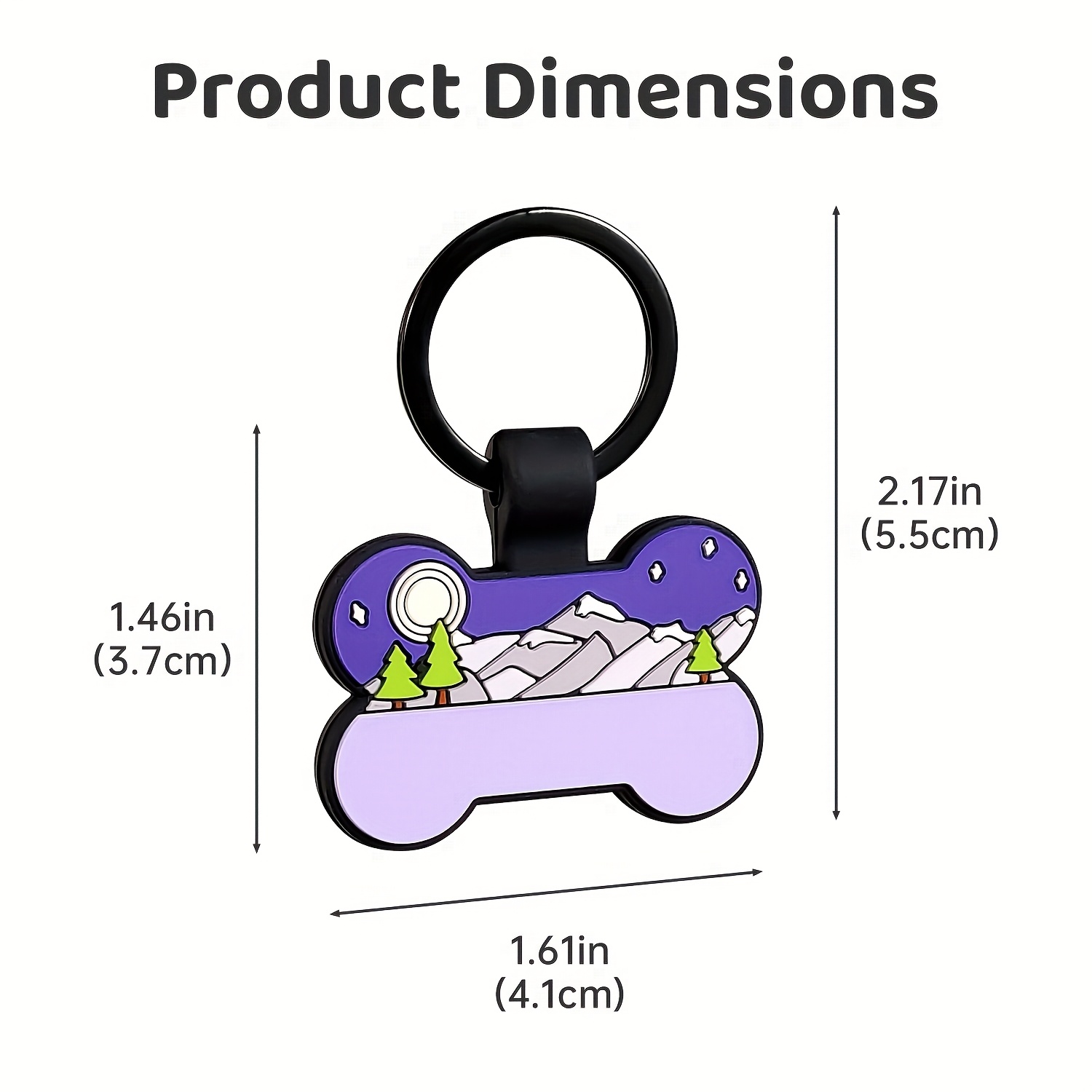 TEMU Étiquette personnalisable en coloré pour os de compagnie, style paysage - Étiquette d'identification -perte - Nuit de sur une montagne enneigée