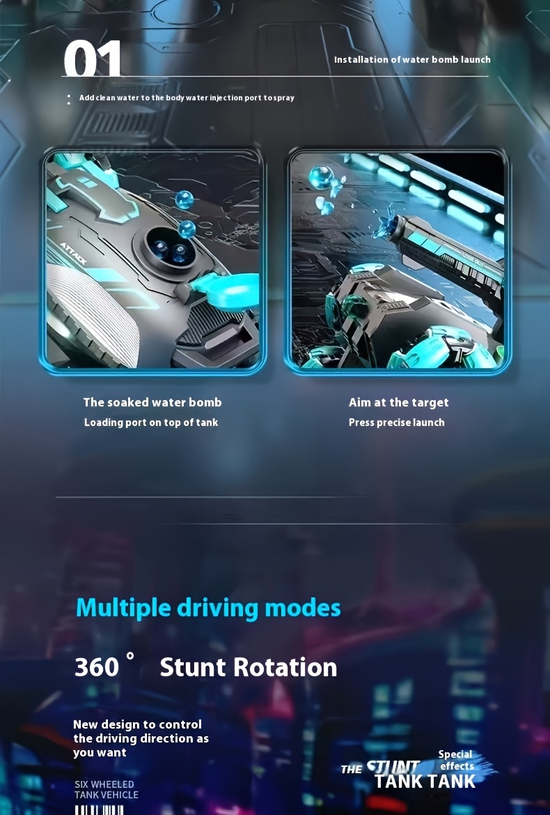 6-wheel Drive Upgraded Stunt Tank, Tank Model, Intelligent Fun Version Of Super Large Off-road Vehicle, Toy Tank, Intelligent Off-road Toy Car Model, Climbing Toy Car, Realistic Tank Toy, Fun And Interesting Holiday Gift