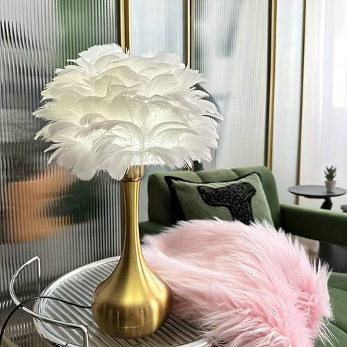 modern antique usb adjustable light lamp with feather theme polished push button control no accessories included home decor room types button on off without battery contains