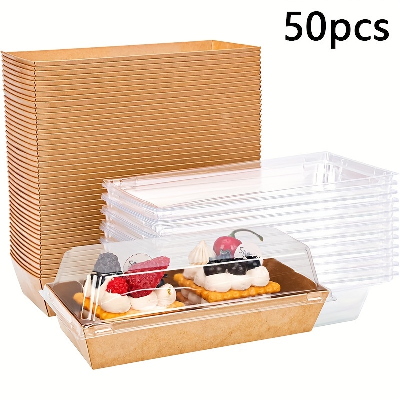 

50 Pack Disposable Pastry Boxes With Clear Lids - Food Grade Paper Bakeware, Perfect For Donuts, Desserts, Sandwiches, Cupcakes, Cookies - Waterproof And Oil Resistant With Secure Lid