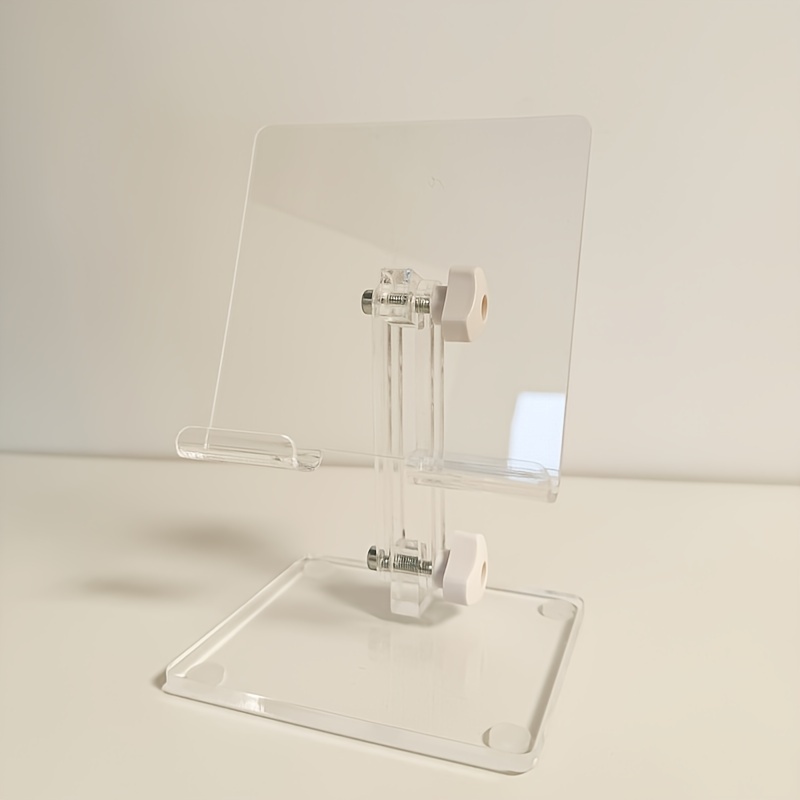 TEMU Support de Tablette et Téléphone Portable Rotatif, Support Universel en Acrylique pour Bureau, Levage Extensible et Pliable - 1 pièce