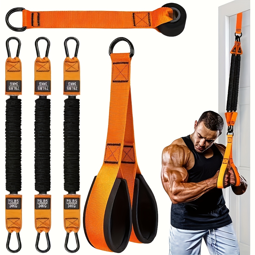 Image of Heavy Duty Latex Resistance Training Equipment Set, Resistance Band Set With Adjustable Resistance, Suitable For Shoulder Press, Facial Stretching, Biceps And Arm Training, Back, Abs, And Shoulders