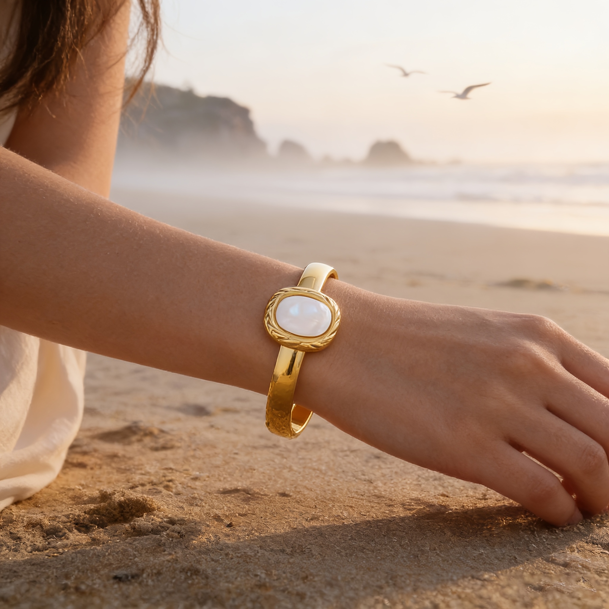 2pc Stainless Steel Round Design Bracelet Set