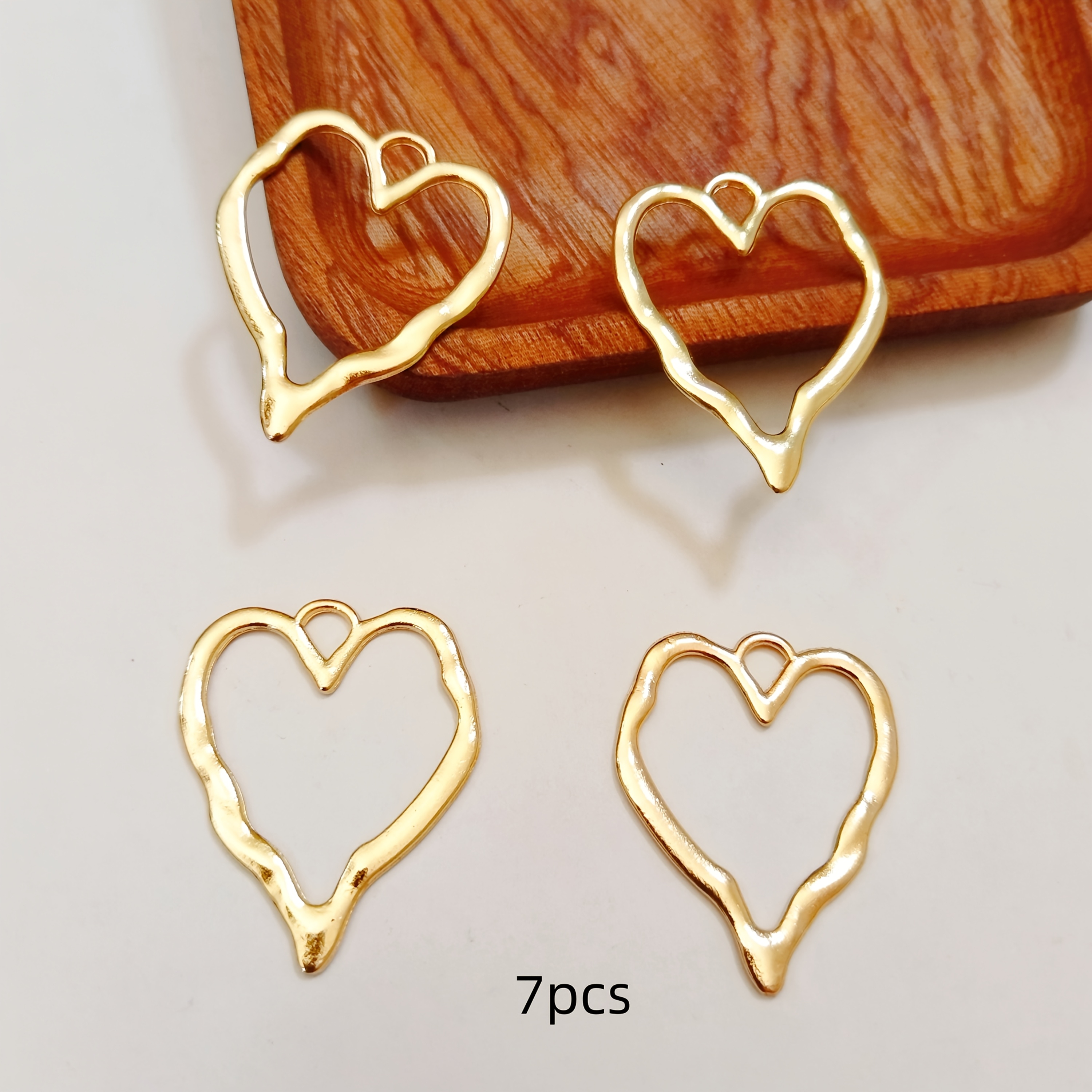 TEMU 7pcs Fashionable Charming Alloy Hollow Heart Pendants, Stylish Women's Pendant With , Diy Fashion Jewelry Earrings And Necklace Making