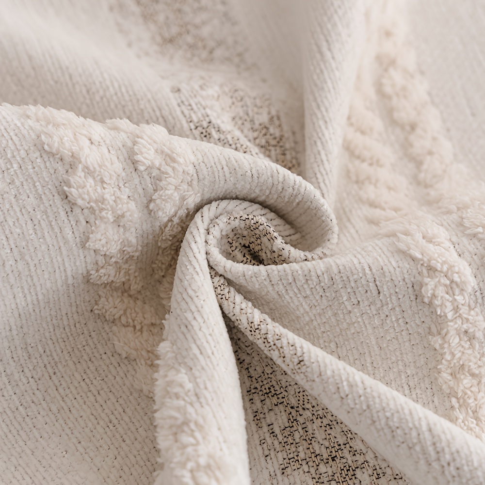 1pc High-GSM Wabi-Sabi Style Twisted Rope Texture Sofa Cover, Textured Full-Coverage Non-Slip Sofa Scarf, Cream-Style Furniture Protector