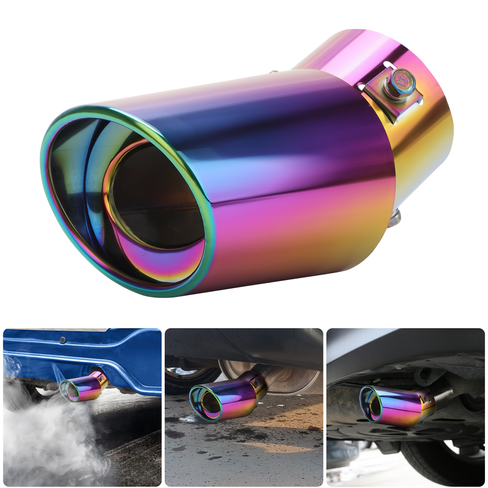 Universal Exhaust Tip For Cars, Featuring A Polished Stainless Steel End Ranging From 1.5" To 2.09", Designed As A Professional Chrome-plated Accessory For Tailpipes, Ideal For Muffler Replacements