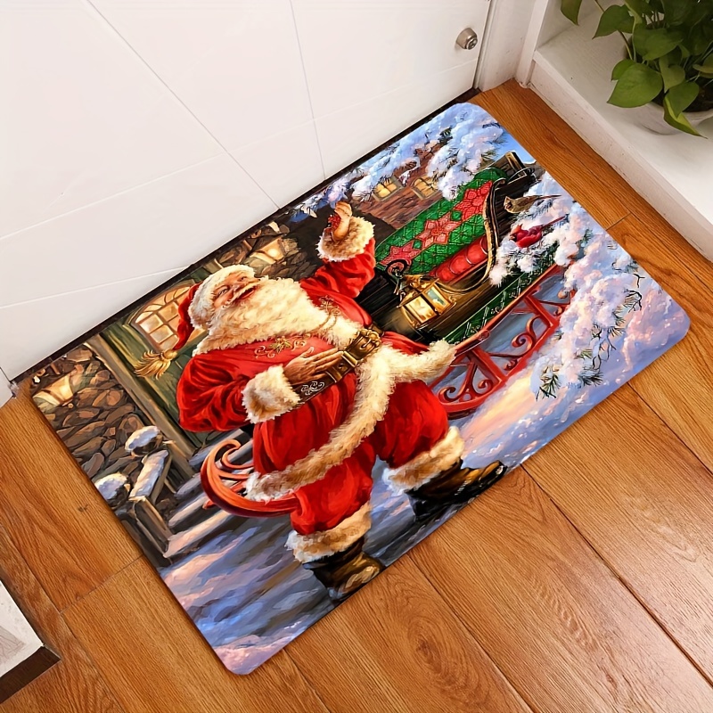 

Paillasson de Noël Père Noël - Épaisseur de 0.47", Lavable en Machine, pour , , & la Décoration de Salle de Bain