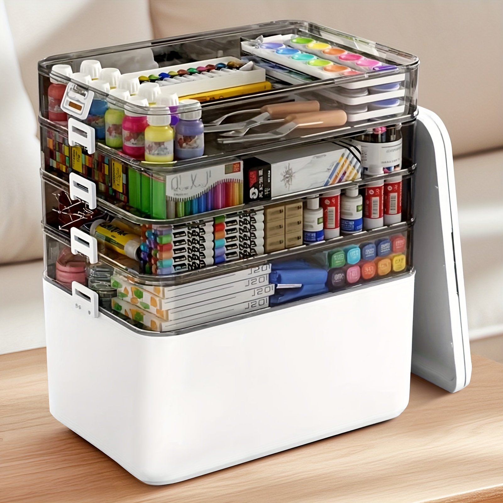 E-shop Große 5-stöckige Medikamenten-Aufbewahrungsbox mit Griff, robuster Polypropylen-Organizer für Schrank, Kleiderschrank und Unterbettaufbewahrung,