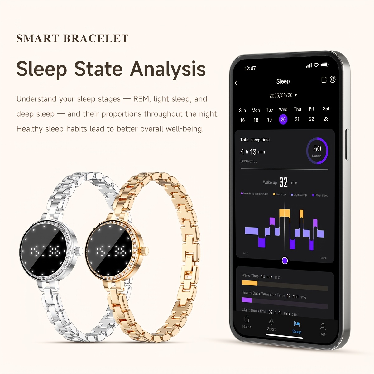 Women's Elegant Alloy Smart Bracelet, Activity Tracking