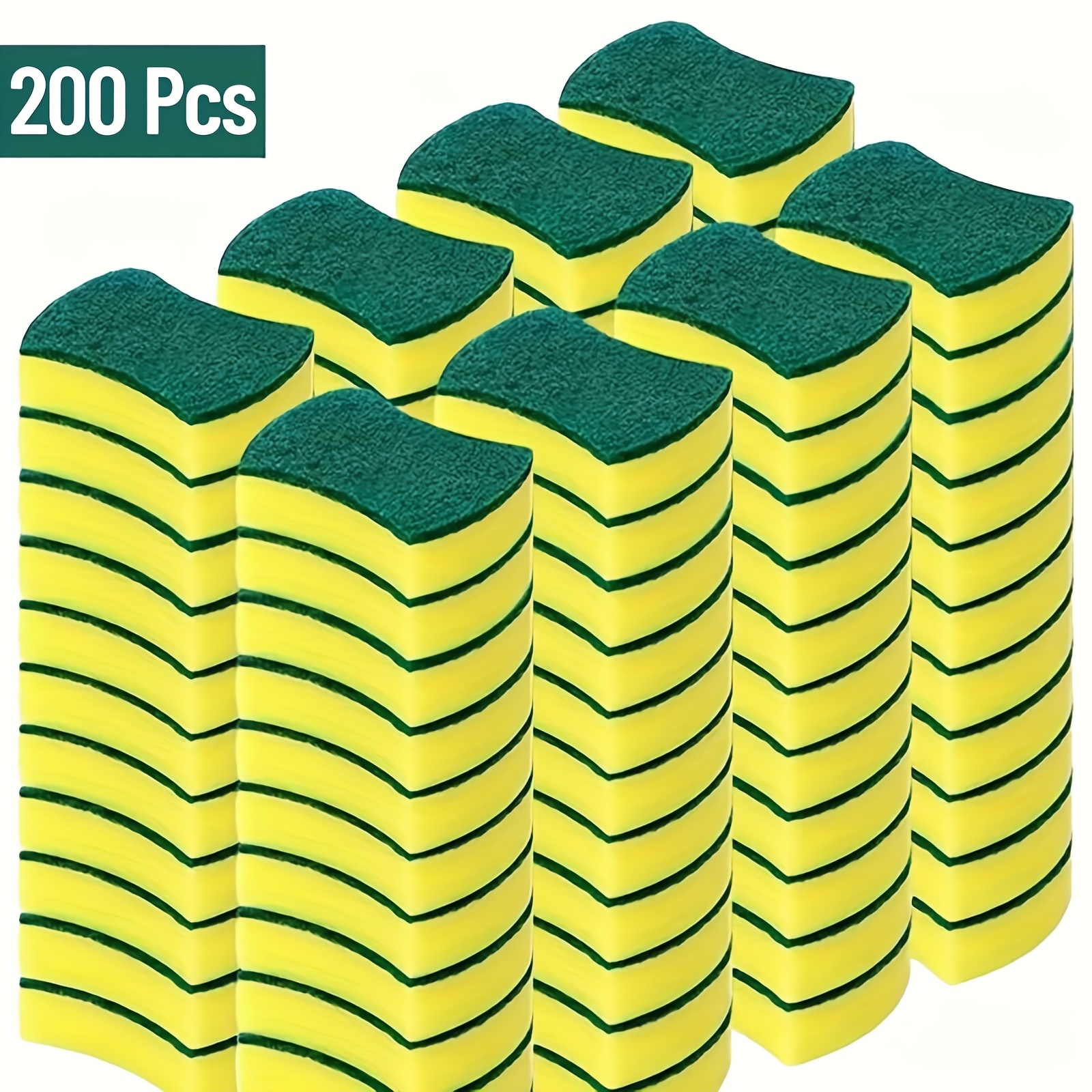 TEMU A Set Of 200 Multifunctional Cleaning Sponges, With Double-sided Scrubbing Pads Perfect For Household Chores, Dishwashing, And High- Applications. Long-lasting