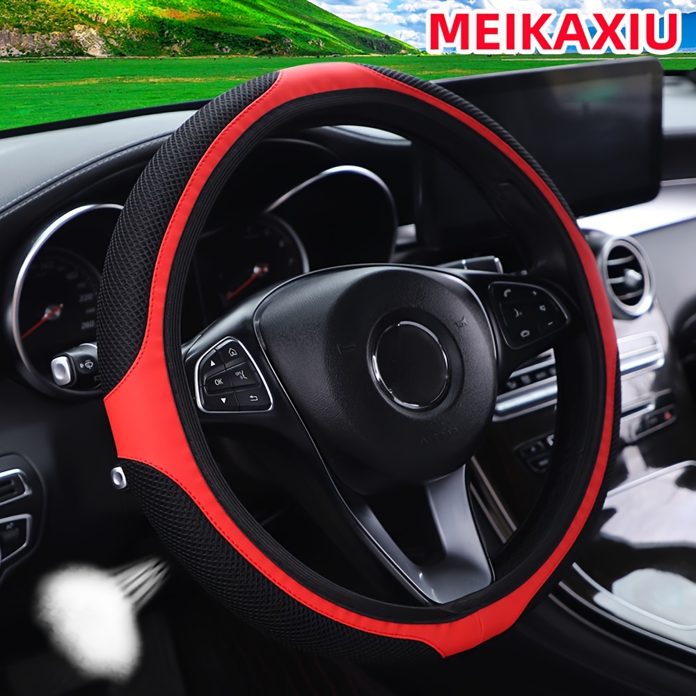 

Breathable 3d Mesh Pu Leather Steering Wheel Cover, No , Fits -15 Inch Wheels, Design For Grip And Style