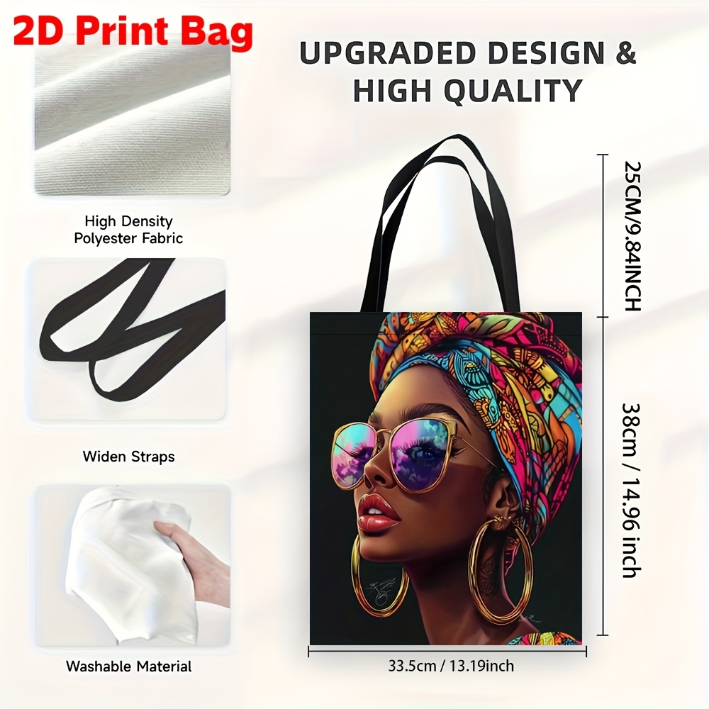 1pc National Customs Tote Bag With Colorful Ethnic Style Large Capacity, Durable & Foldable For Shopping & , Reusable & Durable Polyester Handbag For Daily Use