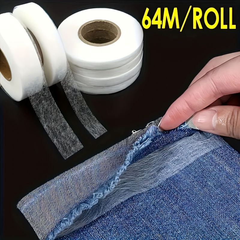 

1pc Seamless Tape Roll, White Dual-sided Interface Fabric, Clothing And Repair Tape, Ironing Dual-sided Glue Net Film Lightweight Adhesive Waterproof Washable Heat Melt Non-woven