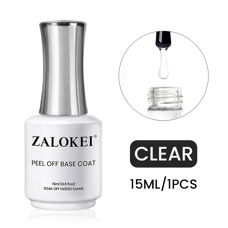 Image of 15ml Clear Off Base Coat Gel, Easy To Remove, Protects Natural Nails, Soak-off Led Cured For Nail Art Or Nail Practice Beginners Salon Diy At Home 1pc (0.5oz)