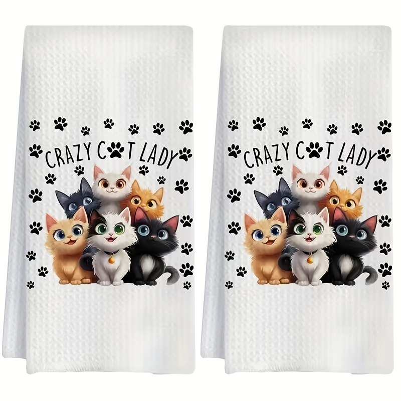 TEMU Lingette de Nettoyage 2 pièces de Cuisine, de Cuisine Chat Coloré, 40*60cm, en , à Vaisselle Cadeau d'Anniversaire, Décoration de Cuisine et de
