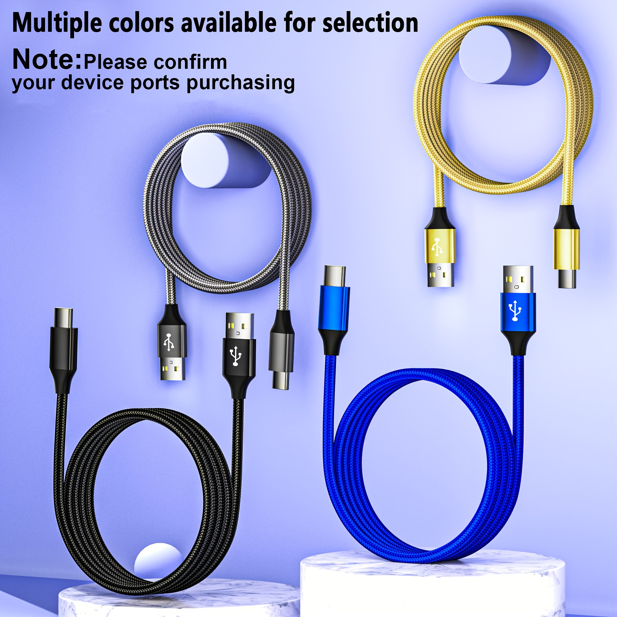 Cablu de date cu încărcare rapidă USB-C, miez de cupru pur de înaltă calitate 60W, 100,58cm/201,17cm, suportă transmisia de date 2.0 (transmisie de până la 480Mbps), compatibil cu Xiaomi, Huawei, Samsung, One Plus Vivo, Oppo, Infinixnote și alte dispozitive cu conexiune C