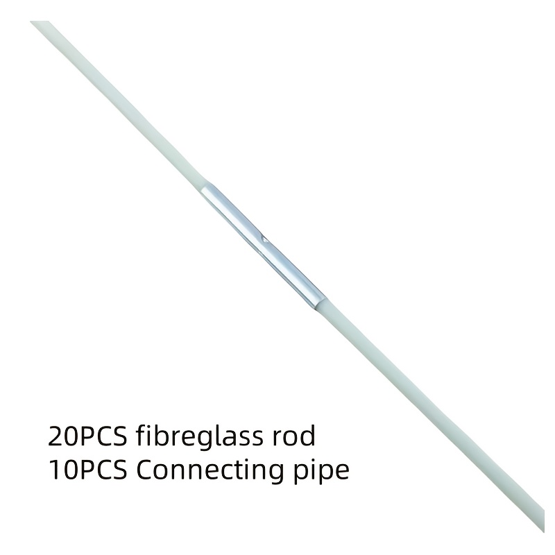 E-shop 20 Stück robuste, flexible Fiberglasstäbe und 10 Stück Verbinder, sonnen- und frostbeständig, geeignet für den landwirtschaftlichen Einsatz, für