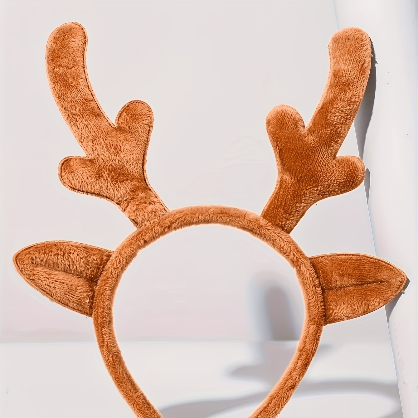 

Brown Plush Reindeer Headband With Ears - Christmas & , Hand Wash Only, Reindeer Christmas Decor