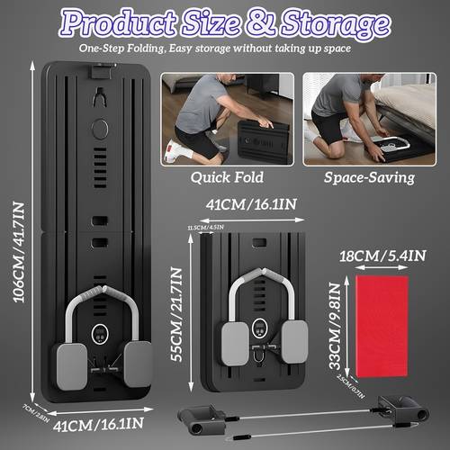 6 in 1 multifunctional pilates board kit with timer foldable portable for full body workout pvc material in black