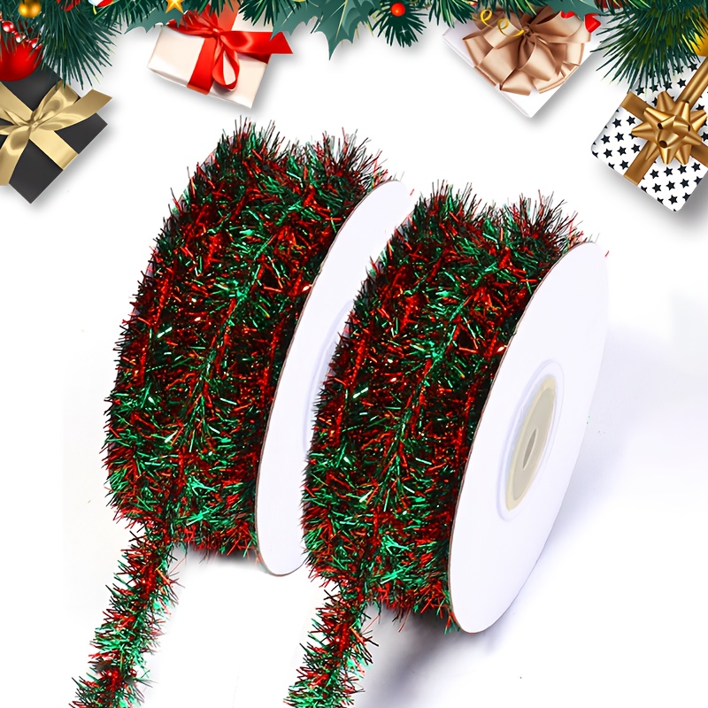 TEMU 2 piezas de cintas decorativas de guirnalda de flores trenzadas y verdes, junto con dos rollos de cintas para envolver cajas de regalo de 393.7