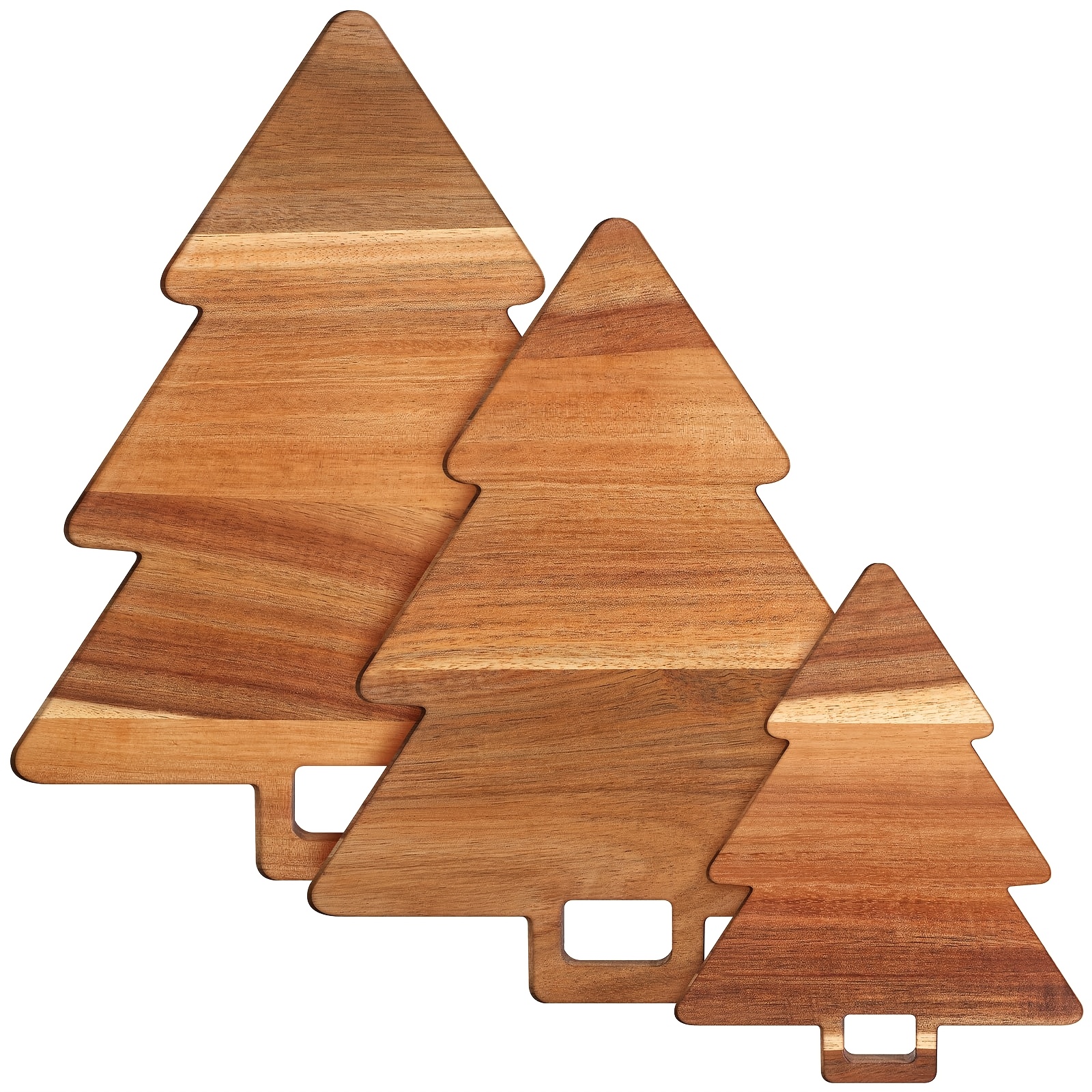TEMU 3pcs Christmas Kitchen Cutting Board Set With Handles Acacia Kitchen Accessories Chopping Board Christmas Tree Shaped Charcuterie Board For