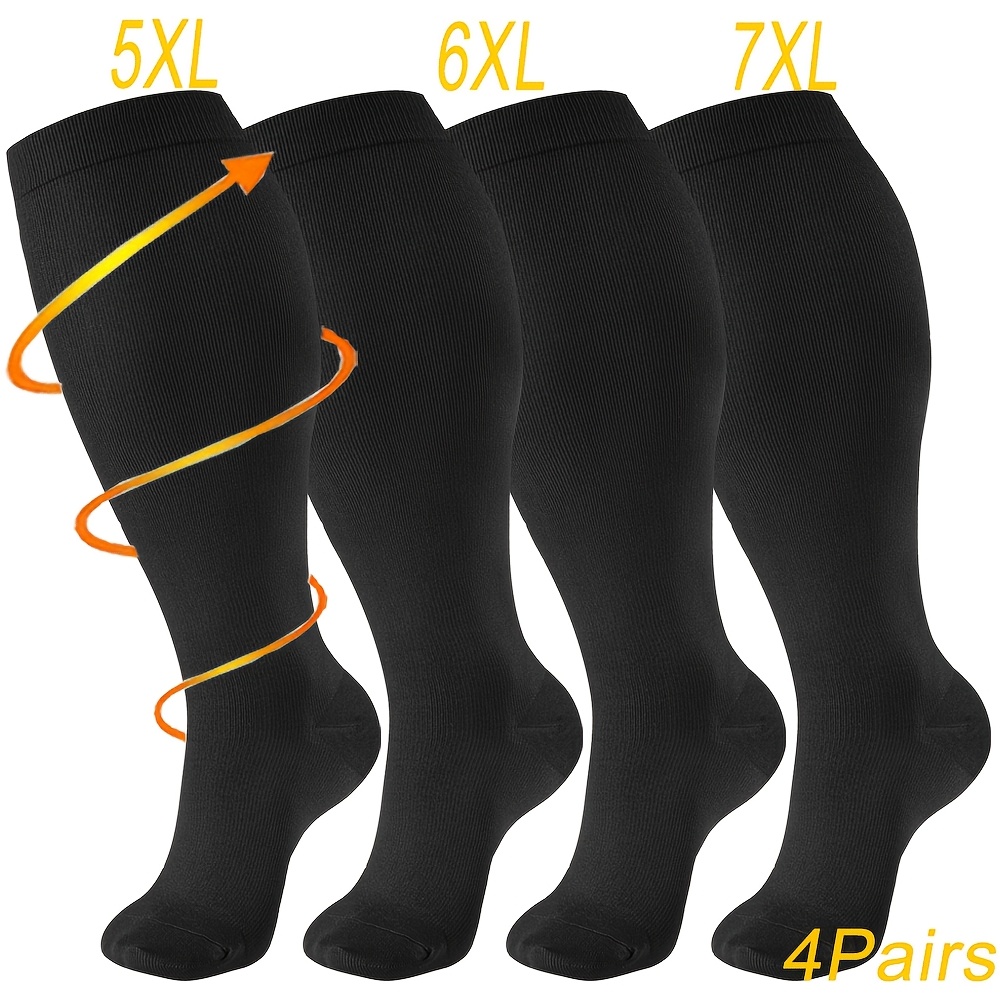 

4 paires de chaussettes de compression grande taille pour femmes et hommes, large, extra large, soutien du genou, pour à pied et les .