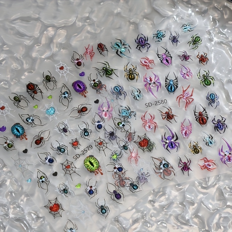 2pcs/3pcs Nail Art Stickers, 5d Embossed And Shiny Stickers For Nail Salon.