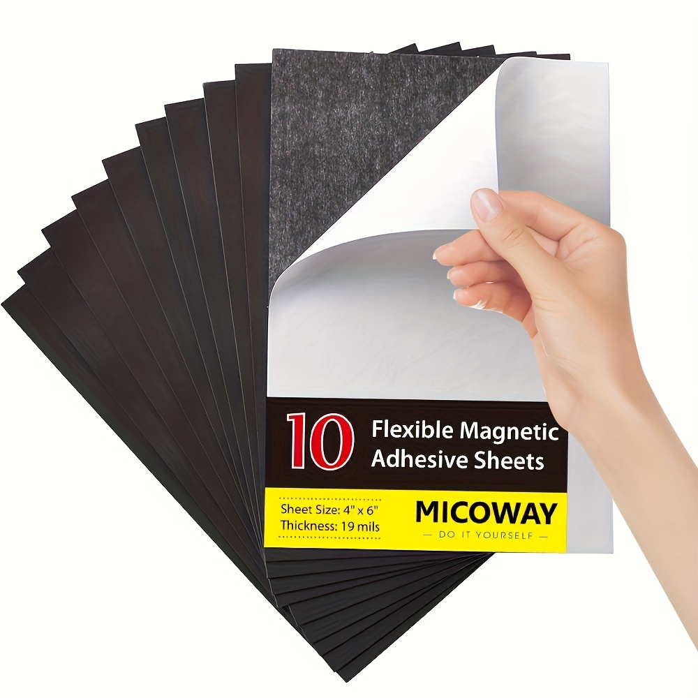 

10pcs Flexible Magnetic Sheets With Strong Adhesive, 4" X 6", Easy For Crafts, Photos, Fridge - Cut To