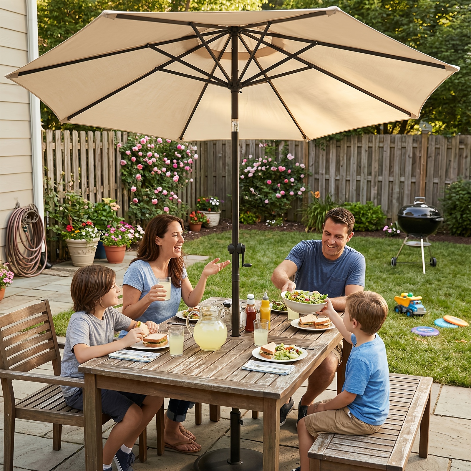 black patio umbrella hot Lacoo 15 Ft Black Patio Double Sided Outdoor Twin Table Umbrella  Rectangular Large Market Umbrella with Crank for Patio Shade Outside Deck  or Pool