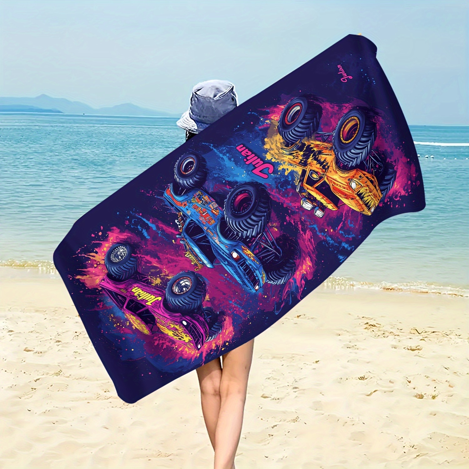 

Vintage Microfiber Beach Towel - Oblong Knit Fabric, Quick-dry, Lightweight, 250gsm Polyester, Fantasy Theme With Vibrant Graphics - Option Available