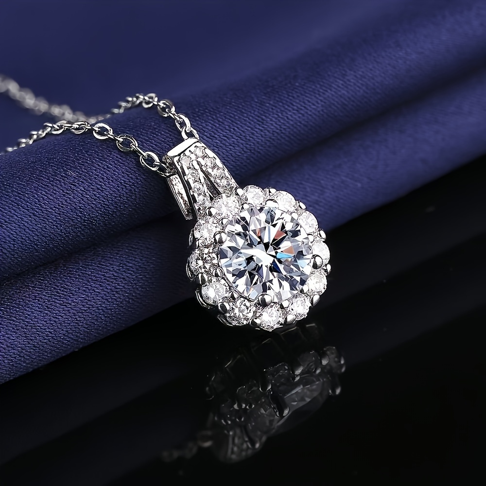 elegant vintage 2 carat moissanite pendant necklace with synthetic crystal   valentines day everyday   details 4