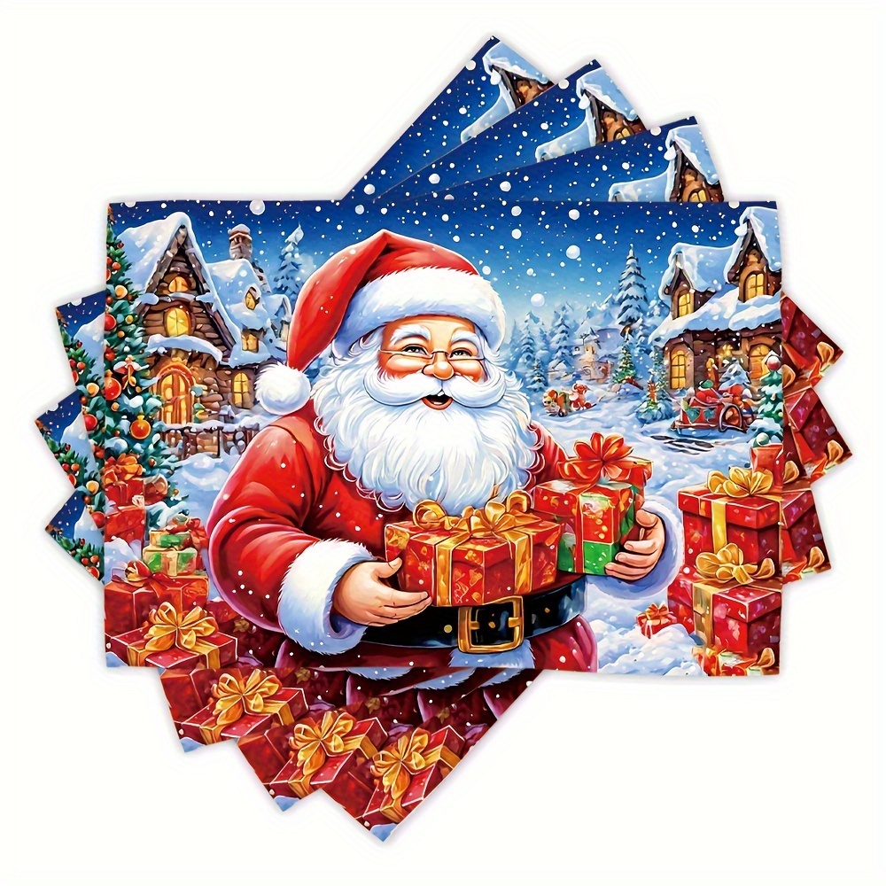

Santa Christmas Placemats (1pc/4pcs Set) - , - Table For Dining &
