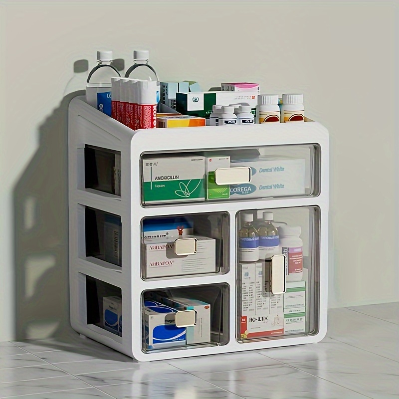 TEMU Medicine Box, Family Size Medicine Small Storage Box, Drawer Type Large Capacity Classification Medicine Medical Medicine Box