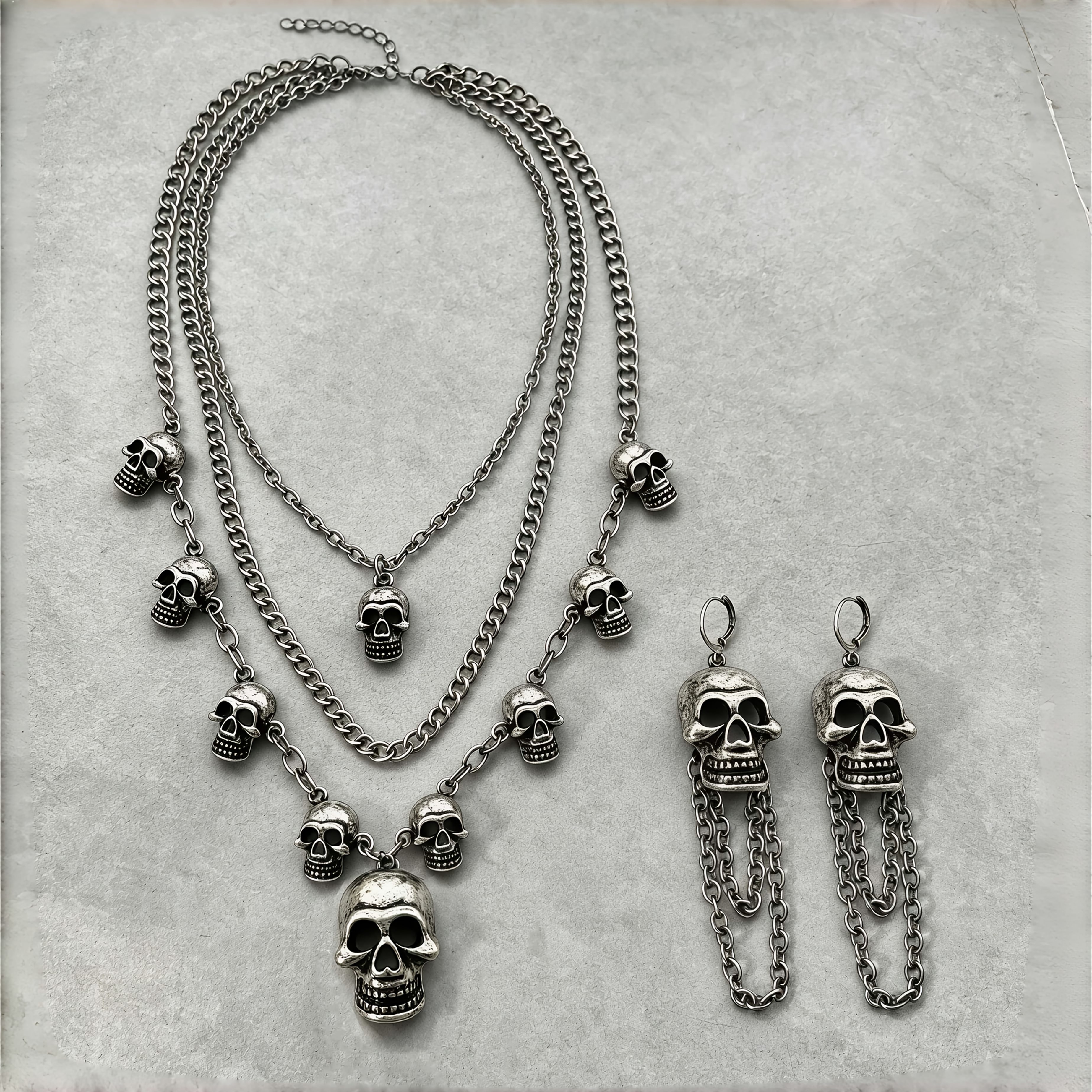 2pcs Women's Stackable Necklace and Earrings Set, Vintage Style