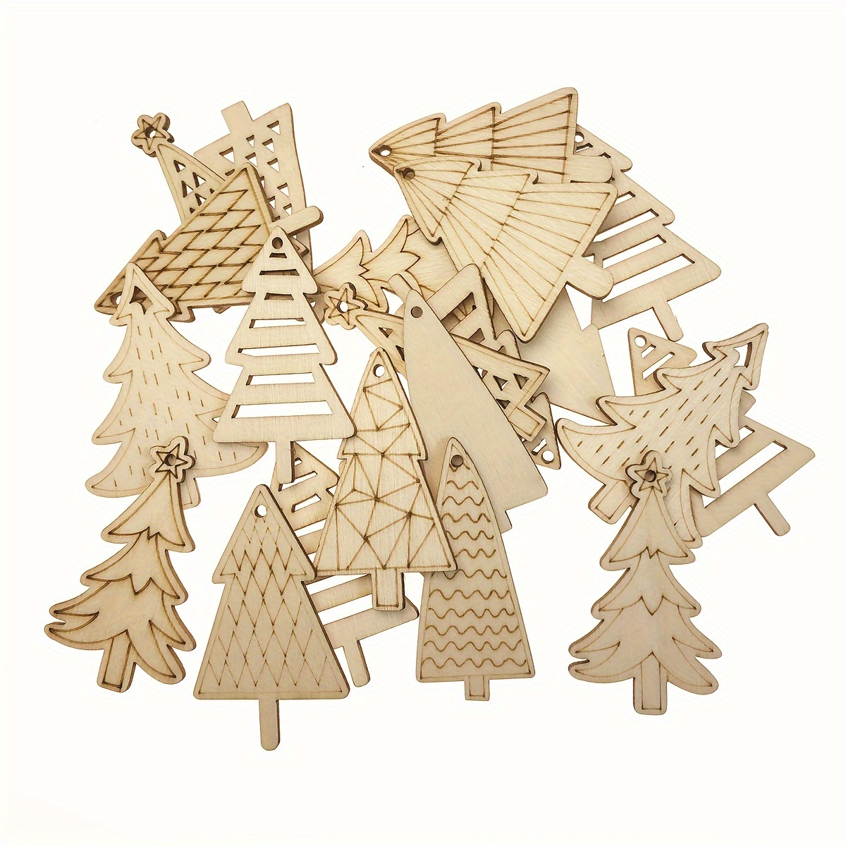 

25/50 Christmas Wooden Ornaments, For , Diy, Painting, Christmas Tree Wooden Ornaments