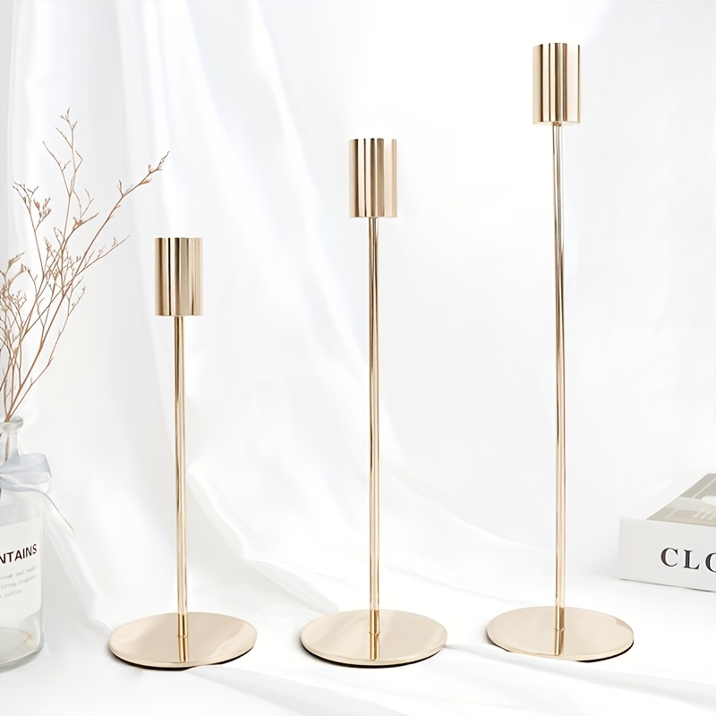 TEMU 3 Single Head Candlestick Set, Romantic European Candlelight Dinner Wedding Decoration, Candle Holders For Table Centerpieces, Taper Candle