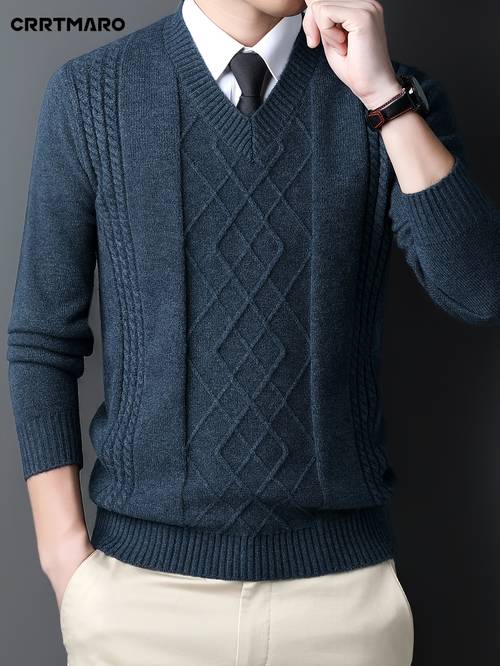 mens winter v neck knit sweater soft stretchy pullover sweater suitable for fall winter solid color casual long sleeve sweaters for weather hand washable warm sweater