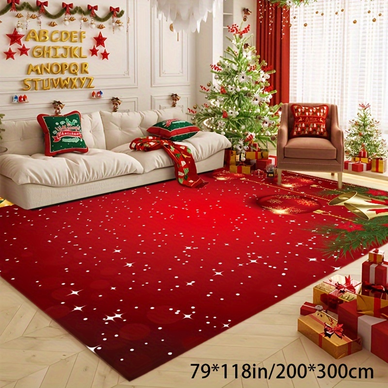 

Luxurious Christmas Bell Red Area Rug - Soft, Non-slip, Machine Washable For Living Room, Bedroom, Office - Holiday Decor Carpet With Unique Dot Pattern Backing, Christmas Rug