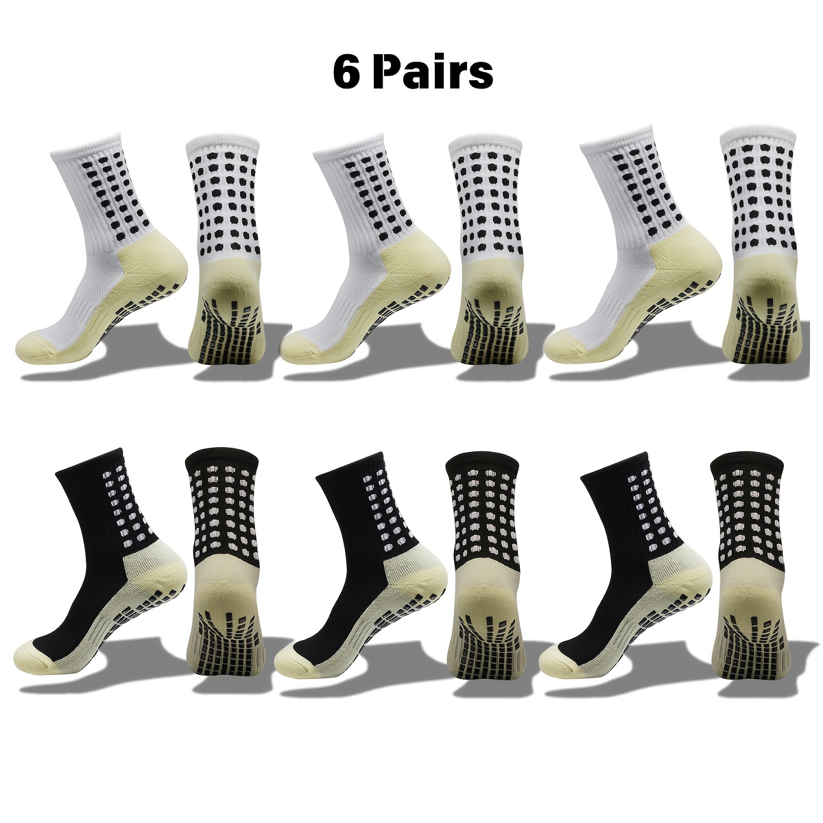 

6 Pairs Of Men's Professional Football Sports Socks, Anti-slip & , Comfortable & Breathable, Football, Climbing, Cycling And Sports