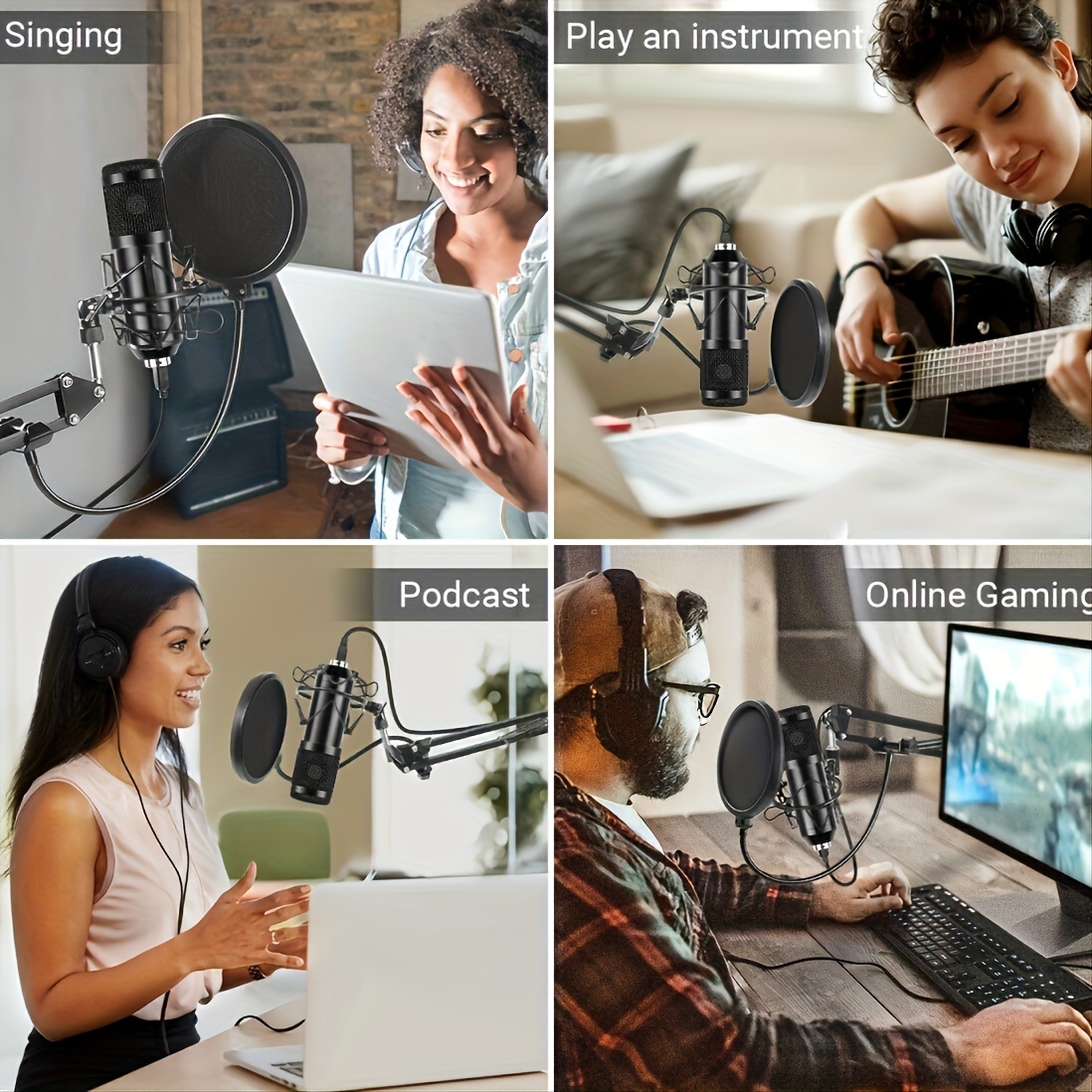 

Set And Pop Filter - For Pc, Ktv, , And Broadcasting - Suitable For Singing, Chatting, And - Usb - 3.5mm Connection - No Battery Required