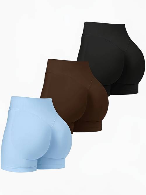 3pcs women workout shorts gym seamless lifting impact high waist yoga athletic shorts