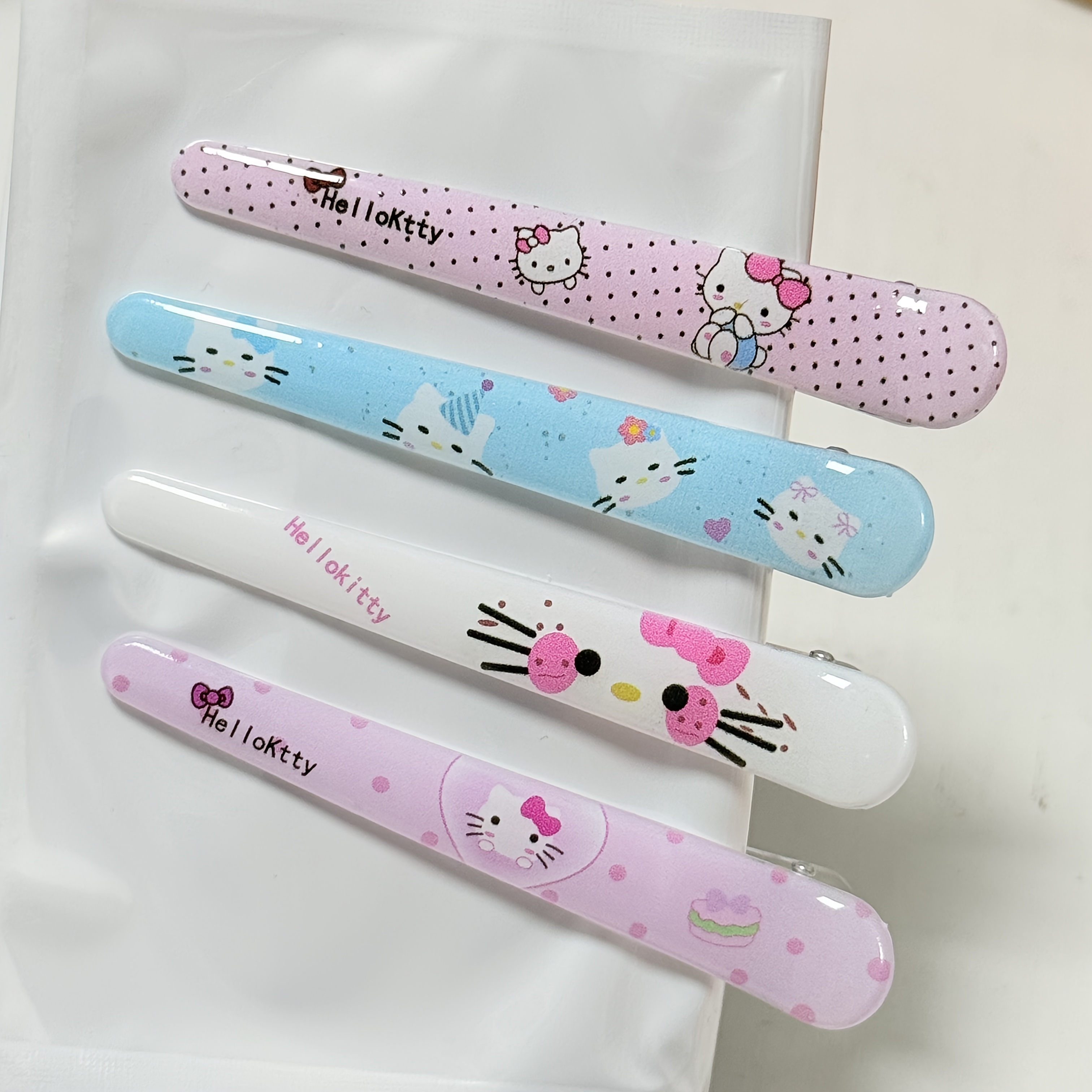 Image of Authorized 4pcs Hello Kitty Cute Kitty -clip Hairpin Cute Portable Cartoon Headwear Cute Girly Fluffy Bangs Broken Hair Additions Decoration