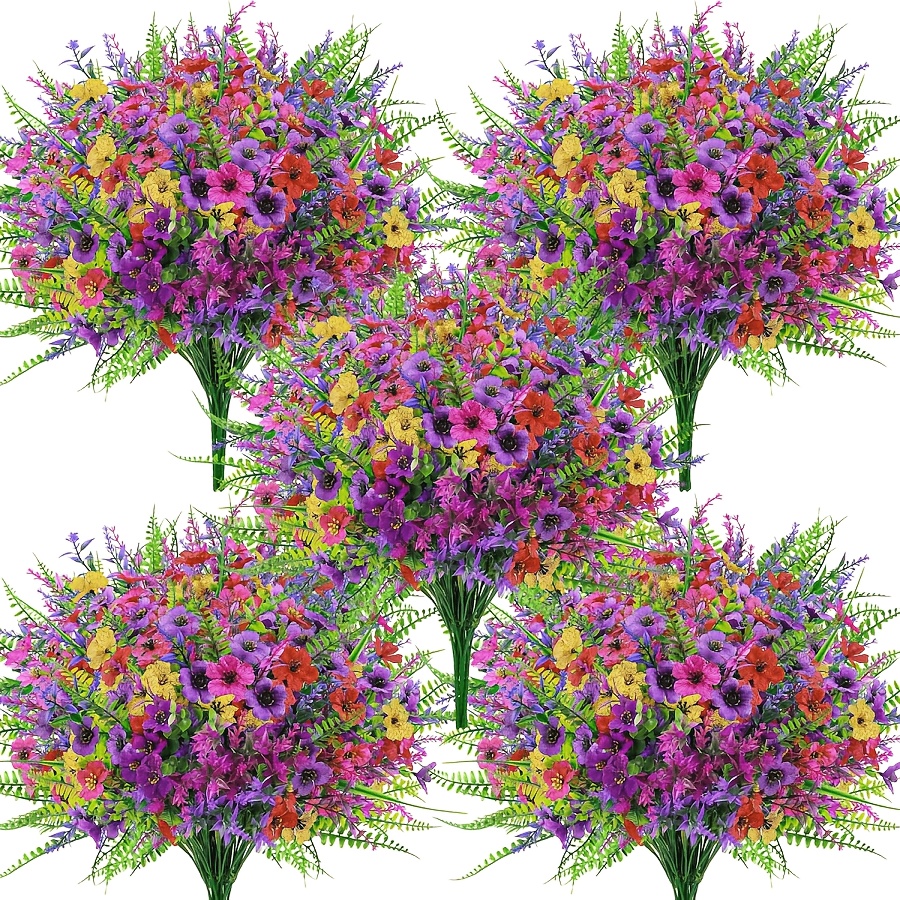 24 bundles flowers spring artificial flowers for outdoors uv resistant flowers for garden patio porch farmhouse home decor