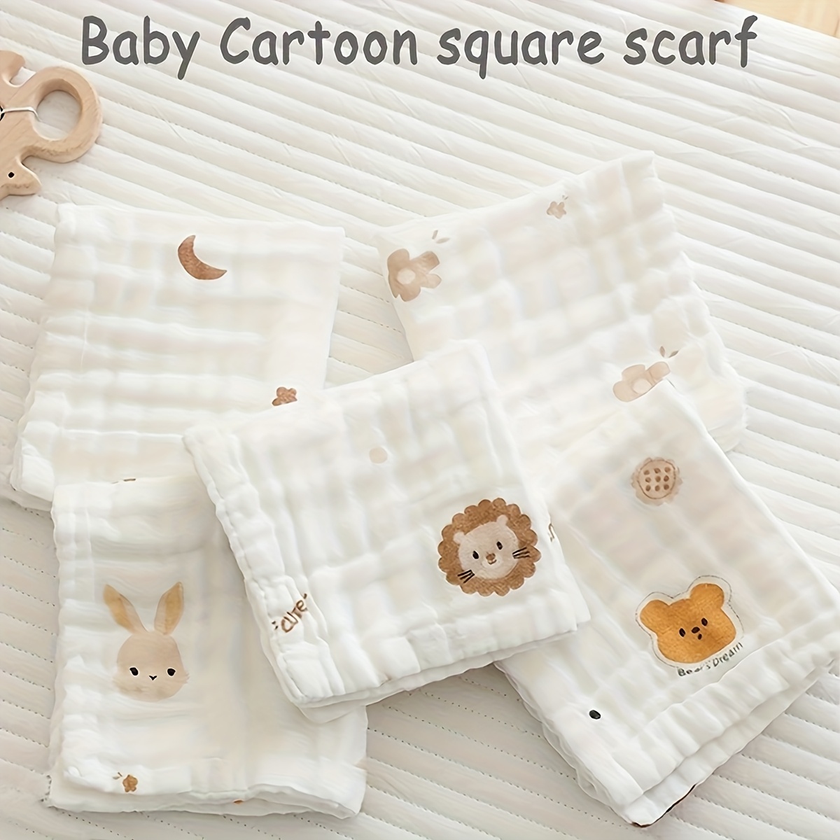 5pcs Cute Cartoon Printed Children's Drool Bibs Set